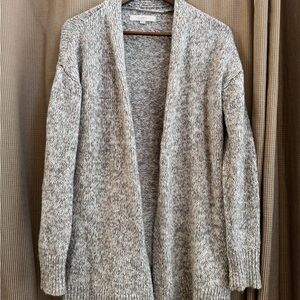 LOFT Gray Cardigan Sweater Open Front